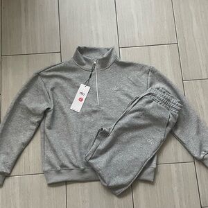 Alo Grey Quater Zip Full Set Size Medium